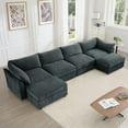 thumbnail image 6 of Chenille 4-Seater Sofa with Pull-Out Drawers & Storage, U Shape Modular Sectional, 6 of 23