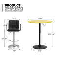 thumbnail image 2 of Magshion Set of 3 Bar Dining and Chair Set, 31.5" Bar Table Round Cocktail Table and Adjustable Bar Stools with Armrest for Patio, Black/Yellow, 2 of 12