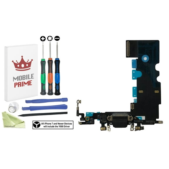 MobilePrime Black Charging Charger Port Complete Professional Repair Kit Compatible with Tools for i-Phone 8 A1863, A1905, A1906