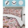 thumbnail image 4 of Quilts Twin-XL Size Bedding Set, Pink Horse Lightweight Quilted Comforter, Rustic Spring Floral Summer Botanical Soft Reversible Bedspread Coverlet with Pillow Covers for All Season, 68" x 98", 4 of 7