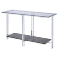 thumbnail image 1 of Benzara BM204499 Glass Top Metal Sofa Table with Marble Bottom Shelf, Silver & Clear, 1 of 2