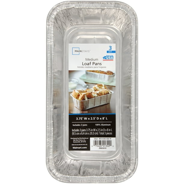 Mainstays? 3.75 in. x 2.5 in. x 8 in. Medium Loaf Pans 3 ct Pack