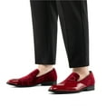 thumbnail image 4 of Men's Velvet Loafers Classic Patent Leather Tuxedo Dress Shoes for Weddings Formal Events Stylish Comfortable Slip-Ons for Men, Red/65, 12 US, 4 of 5