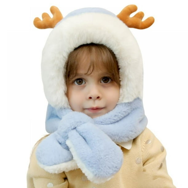 Baby Kids Warm Winter Hats Cute Thick Earflap Hood Hat Scarves with