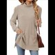 thumbnail image 1 of Camisas de Larga para Mujer, Blusas Túnica Casuales de Cuello Alto Caqui XXL, 1 of 10