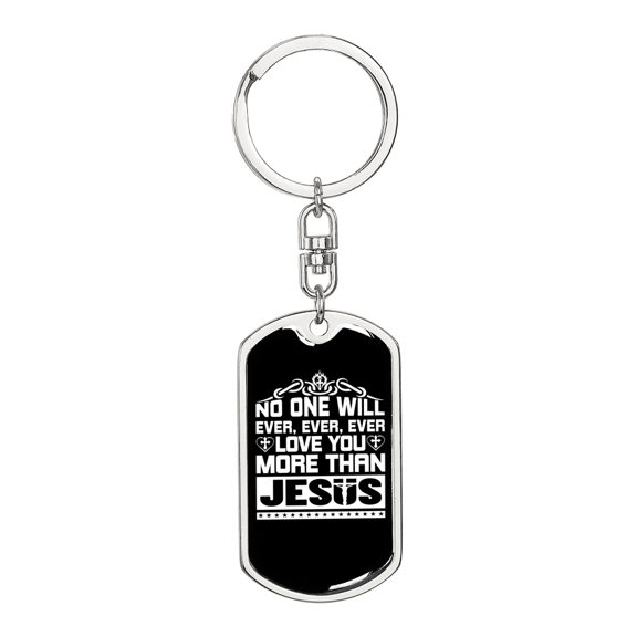 Love You More White Stainless Steel or 18k Gold Premium Swivel Dog Tag Keychain