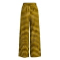 thumbnail image 7 of TEAJOPSUU Womens Cotton Blend Gingham Pants Casual High Waisted Elastic Wide Leg Palazzo Pants with Pockets Daily Travel Loungewear B-Yellow, 7 of 7