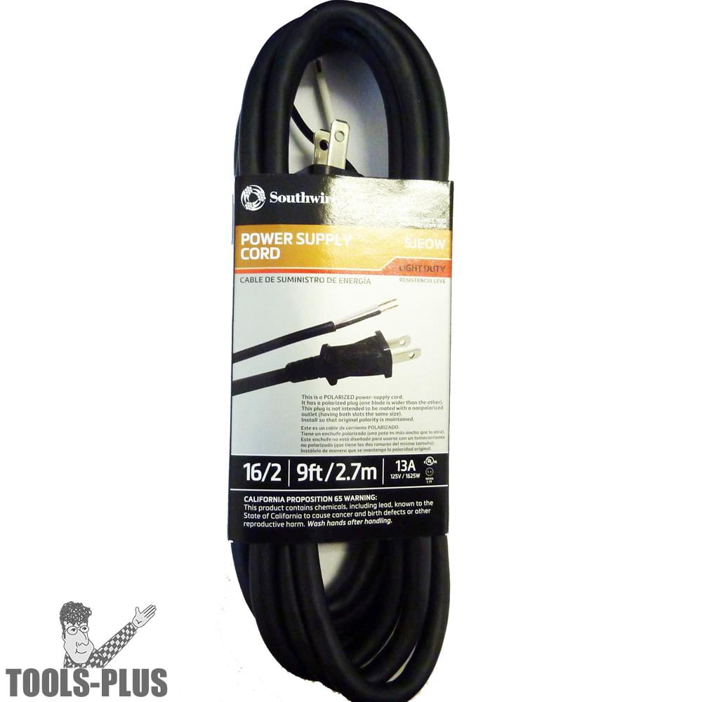 09854 16/2 SJEO Power Tool Replacement Cord, 9'