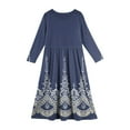 thumbnail image 3 of Inglocry Girls Long Sleeve Maxi Dress Round Neck Casual Long Dresses with Pockets Cute Dresses For Teens 5-14 Years Navy 13-14Y, 3 of 4
