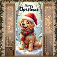 thumbnail image 5 of Festive Design Christmas Banner Cute Dog Santa Hat Snowflakes Lights for Holiday Celebration Winter Party Indoor Decor, 5 of 9
