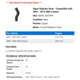 thumbnail image 2 of Upper Radiator Hose - Compatible with 2004 - 2012 GMC Canyon 2005 2006 2007 2008 2009 2010 2011, 2 of 2