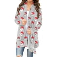 thumbnail image 2 of AUNVITO Women's Christmas Printed Cardigan Long Sleeve Irregular Jacket Top Soft Milk Silk Casual Party Wear Loose Regular Fit Red Winter Cozy Outerwear, 2 of 7