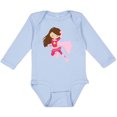 thumbnail image 3 of Inktastic Superhero Girl, Cute Girl, Brown Hair, Pink Cape Girls Long Sleeve Baby Bodysuit, 3 of 5