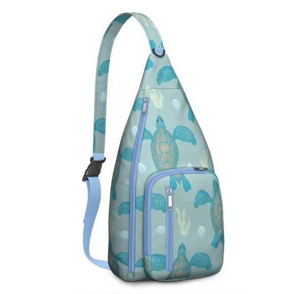 Waterproof Sling Backpack for Women – Lightweight Crossbody Chest Bag with Adjustable Strap for Travel & Outdoor – Hawaiian Sea Turtle Print, Tropical Ocean Marine Life Design