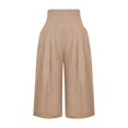 thumbnail image 2 of Women'S Cotton And Linen Solid Elastic Waist Cropped High Waist Casual Pants Sweatpants, 2 of 4