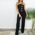 thumbnail image 6 of Puntoco Pants for women Jumpsuits for Women Sleeveless Buttons Solid Color Lace Up Loose Straight Pants Fashion Romper Pants Black S(S), 6 of 9