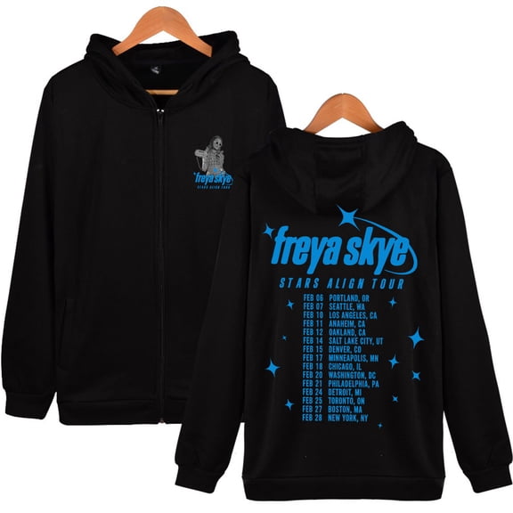 Freya Skye 2026 Stars Align Tour Date Print Zipper Hoodie – Unisex Full-Zip Sweatshirt Graphic Pullover , Streetwear Concert Fans Support Outfit