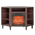thumbnail image 4 of KFFKFF Electric Fireplace Media Console, Fits Up to 50" TVs, 18" Insert, Vintage Style, 20 LED Ambiance Lighting, Remote & Timer, Corner Unit, Living Room, Brown, 4 of 9