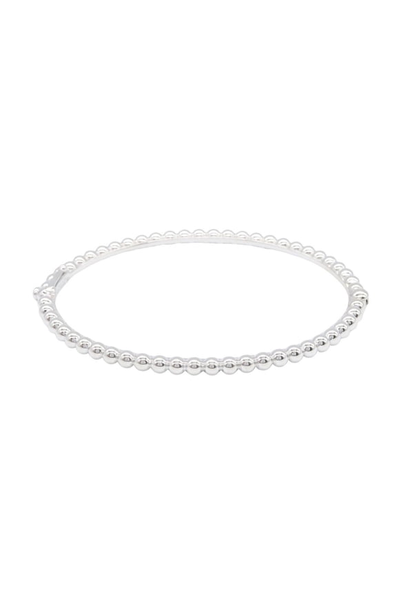 Pre-Owned Van Cleef & Arpels Perle Bangle, 18K White Gold, Women's, Silver, RO7A900