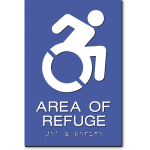 

AREA OF REFUGE Speedy Wheelchair Sign - NY/CT-Blue / White (4 Units)