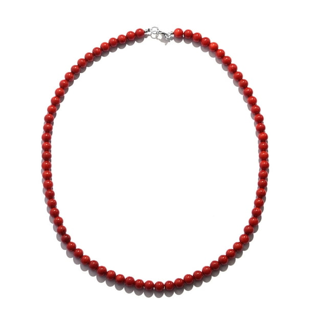 Shop LC 925 Sterling Silver Red Dyed Coral Strand Bead Necklace for ...