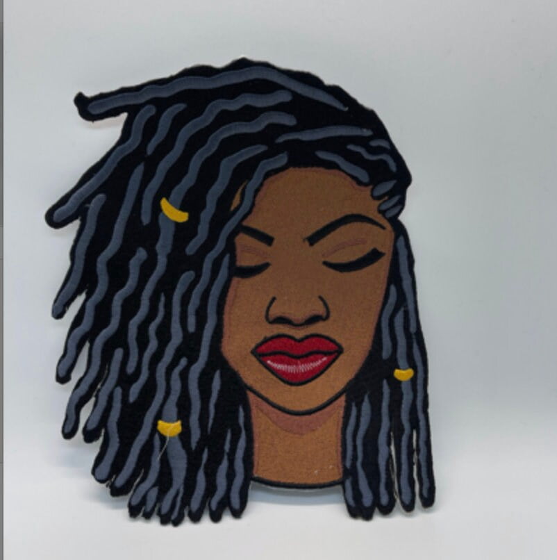 Loc Diva, 9", Iron on Patch, Queen, Embroidery Design, Loc Queen, Sew on Patch, AppliquÃ©, Cool Patch, Gift for her, Vintage, Jacket Patch