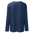 thumbnail image 5 of Duoif Women's Tops Women's Round Neck Long Sleeve Top Solid Color Casual T Shirt Tshirts Shirts for Women Dark Blue L, 5 of 5