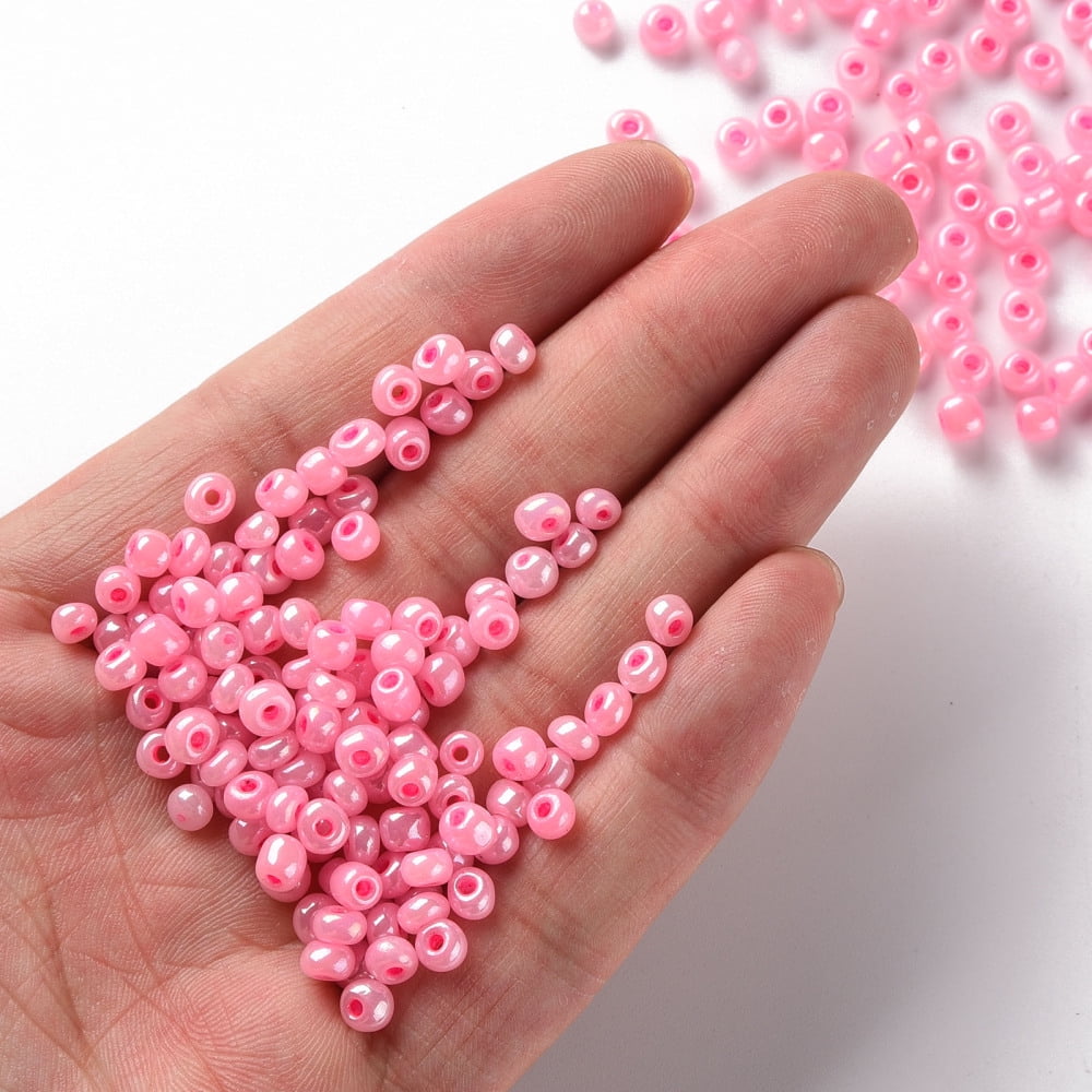 6/0 Glass Seed Beads Ceylon Round Round Hole Pink 6/0 4mm Hole: 1.5mm about 500pcs/50g 50g/bag 18bags/2pounds