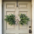 thumbnail image 4 of Realistic Olive Branch Wreath Teardrop Swag,Artificial Faux Greenery Hanging Pendant for Front Door,Wedding Arch,Window & Wall Decor,Year-Round Indoor/Outdoor Farmhouse Porch Decoration, 4 of 7