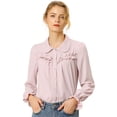 thumbnail image 1 of Blusa Allegra K con Botones Manga larga puño Elástico Detalle de Volantes Rosa XL, 1 of 6