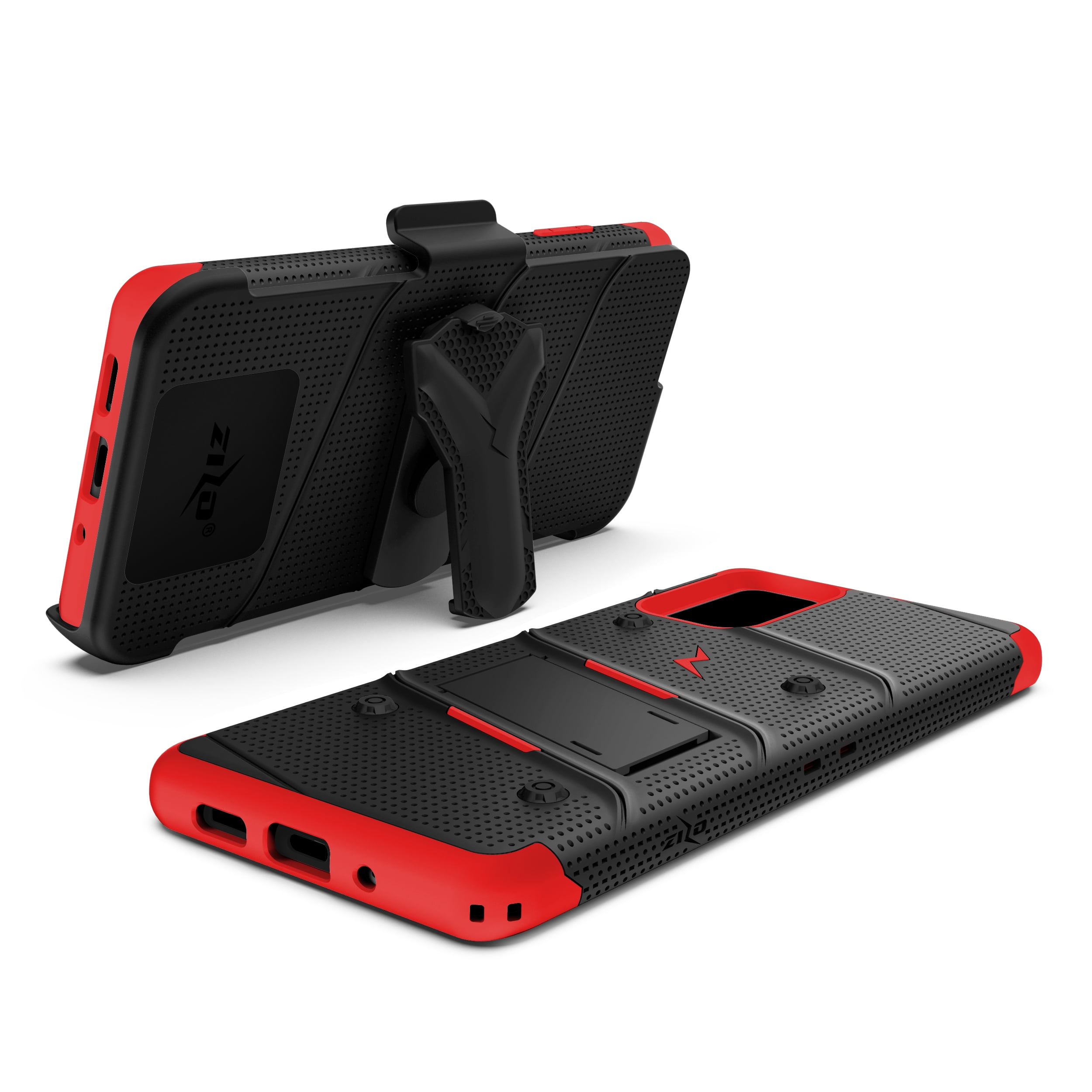 ZIZO BOLT Series for Galaxy S20 Plus Case with Kickstand Holster Lanyard - Black & Red