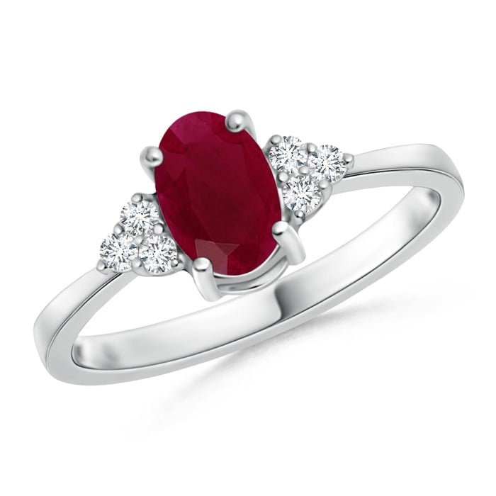 Solitaire 925 Sterling Silver Ruby Oval 7x5 MM Engagement Ring Gift For Her 925 Silver Ring Size 8.5