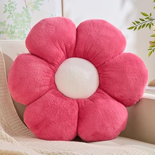 wonima44 Hot Pink Flower Pillow 15.74 inch Flower Shaped Throw Pillows Daisy Plush Pillow Floor Pillows Seat Cushion Cute Aesthetic Decorative Throw Pillows for Bed Home Sofa Chair Couch Decor