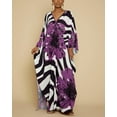 thumbnail image 4 of Bsubseach Floral Caftan Beachwear, Swimwear Cover-Ups (Women's Plus) Purple Flowers, 4 of 7