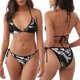 thumbnail image 3 of Balery Fluid Black White Paint Swirls Pijama Estampado Bikini de Dos Piezas para Mujer - Conjunto de Bikini Ajustable Sexy y Cómodo para Playa, 3 of 6
