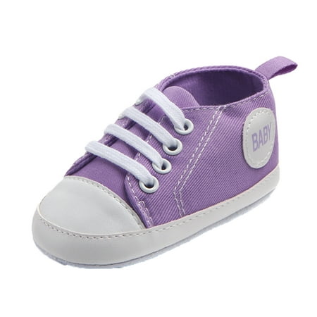 

Baby Shoes Size 11 For 0 Months-3 Months Boys Soild Colour The Floor Barefoot Non-Slip First Walkers Sports Prewalker Toddler Sneakers Purple