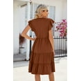 thumbnail image 3 of Women's Solid Color V-Neck Loose Short-Sleeved Waist Stitching Dress, 3 of 3