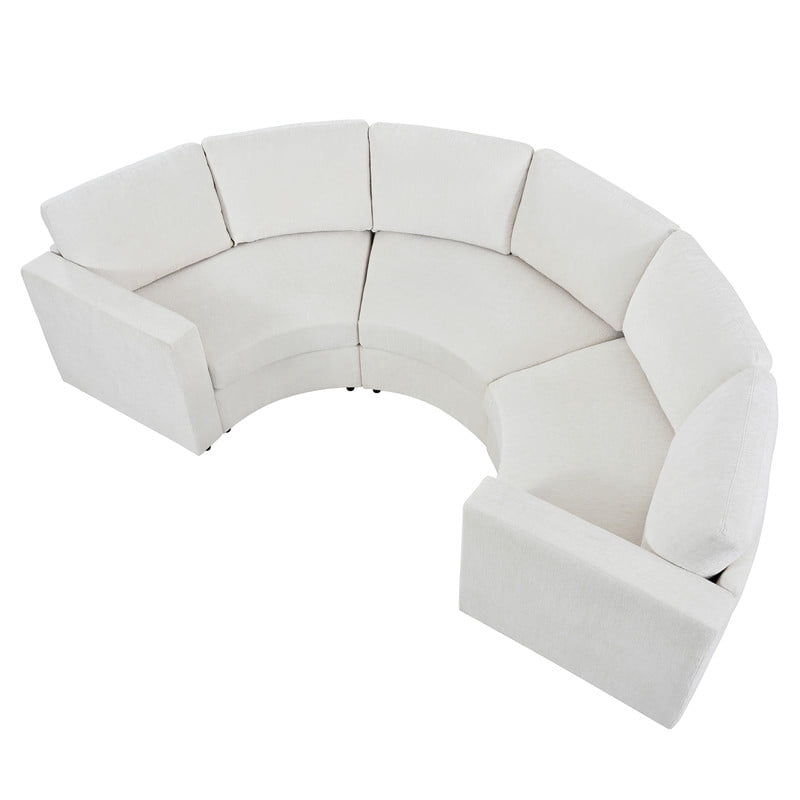 109.4'' Curved Modular Sectional Sofa, 3-4 Seat Half Moon Chenille Couch with Deep Seat, Semi Circular Accent Indoor Sofa Set