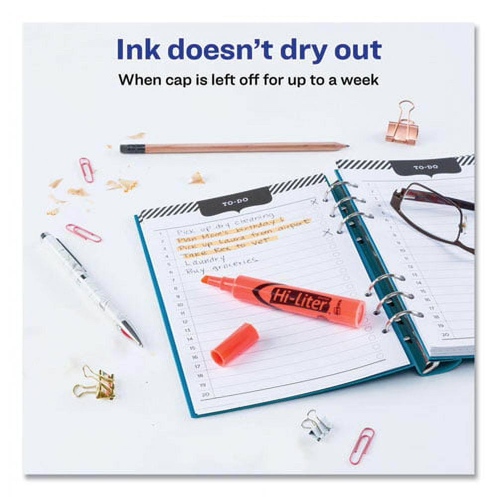 "Hi-Liter Desk-Style Highlighters, Fluorescent Orange Ink, Chisel Tip, Orange/black Barrel, Dozen | Bundle of 2 Dozen"