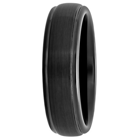 Men's Black IP-Plated Tungsten Domed Ring, 6mm