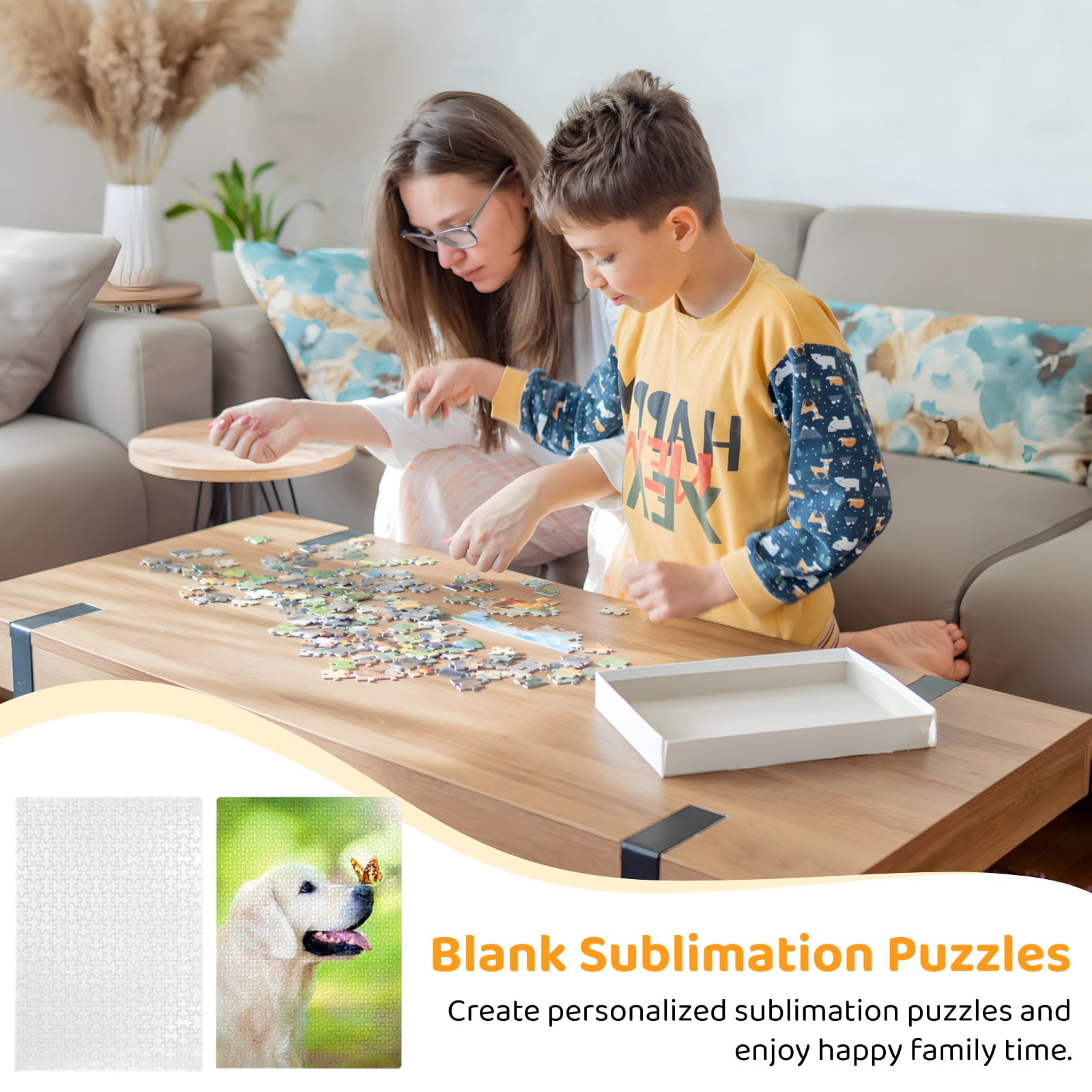 10 Set / 300-Piece Blank Sublimation Puzzles – White DIY Jigsaw Puzzles for Heat Transfer Printing, 10.2" Customizable Craft Puzzles for Photos, Gifts & Party Favors