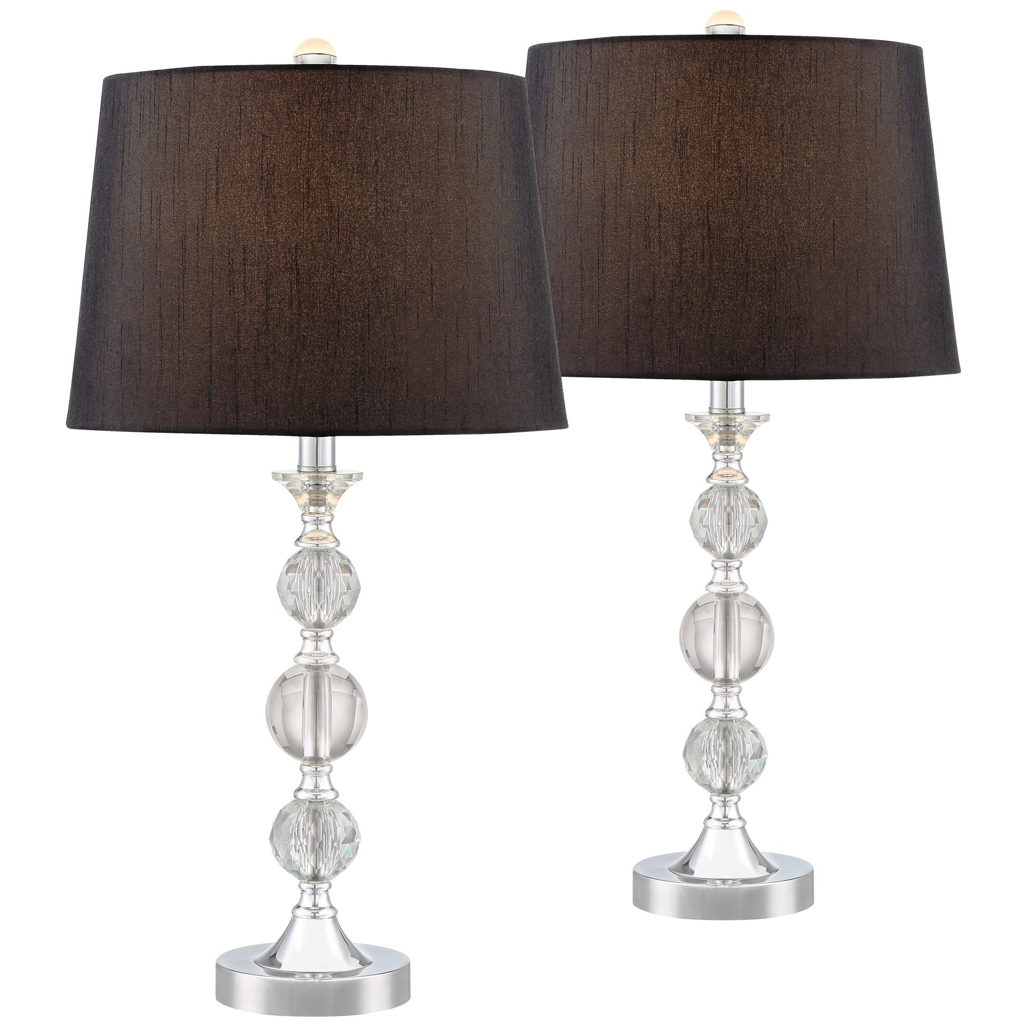 Regency Hill Modern Table Lamps Set of 2 Silver Metal