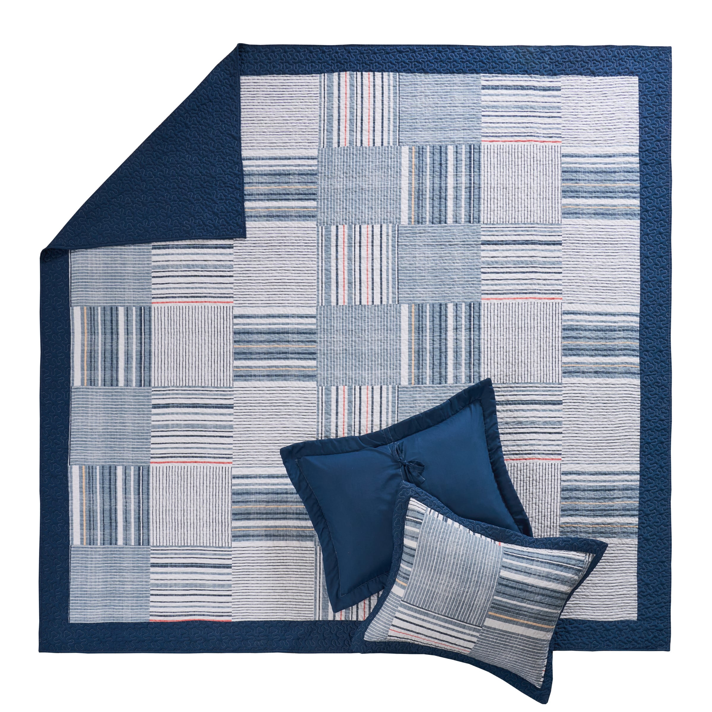 Greenland Home Fashions Voyage Cotton-Rich Lightweight Patchwork Print Quilt Set, 3-Piece Full/Queen, Teen/Adult