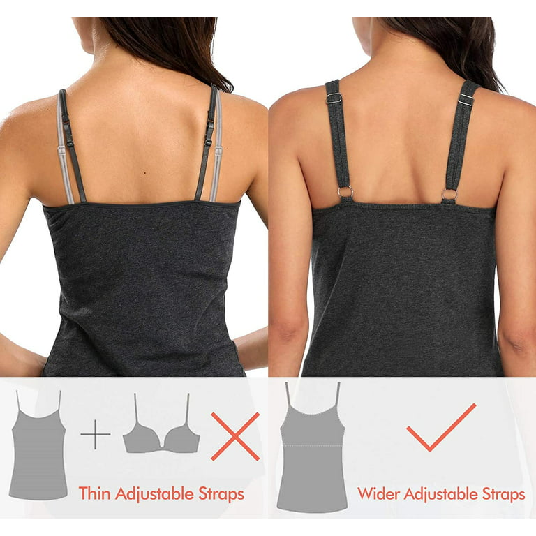 Women's Camisole Cotton Tank Top with Shelf Bra Adjustable Wide Strap Basic  Undershirt