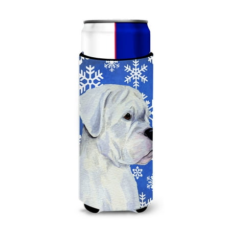 

Caroline s Treasures SS4647MUK Boxer Winter Snowflakes Holiday Ultra Hugger for slim cans Slim Can multicolor