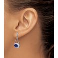thumbnail image 3 of 14K White Gold Oval Created Sapphire And Diamond Dangle Earrings (Width 11) (Length 29.2) - Jbsp, 3 of 5