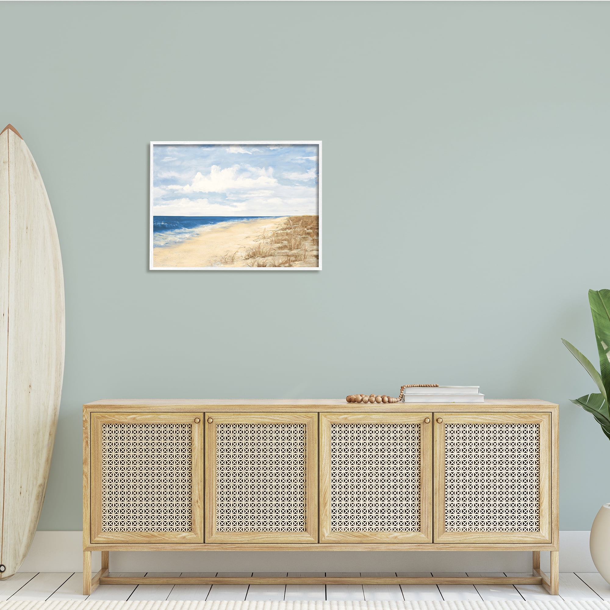 Stupell Indtries Tall Grass by Nautical Beach Coast Cloudy Sky,30 x 24,Design by Julie DeRice