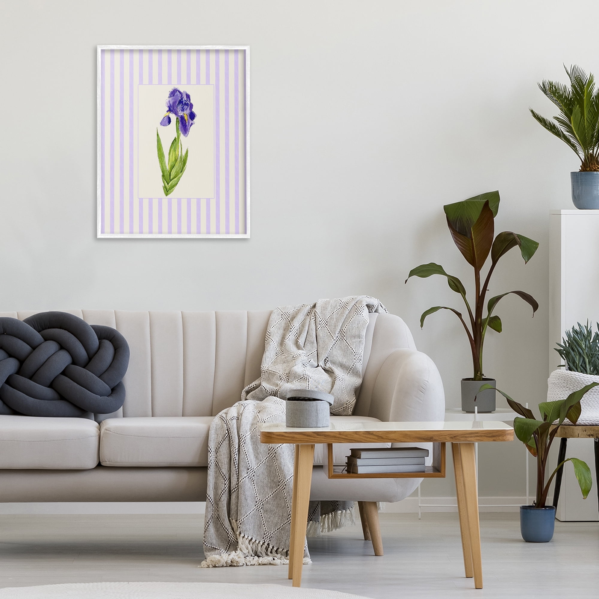 Purple Stripe Iris White Framed Giclee Art, design by Lisa Wehmeyer