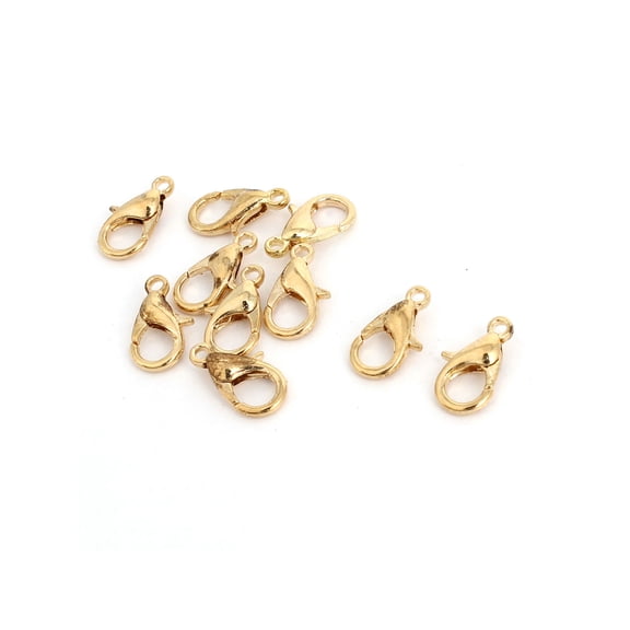 Unique Bargains Bracelet Chain Connectors Gold Plated Lobster Claw Parrot Clasps 12mm 10 Pcs