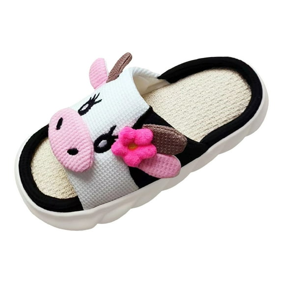 Wovix House Slipper For Women Cute Cow Design Sandals Durable Non- Shoes Open Toe Silent Footwear Daily Wear